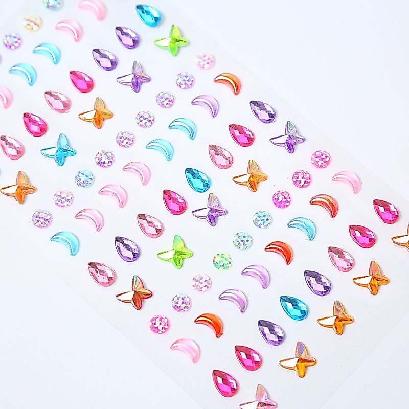 KOOKY -  Set Hiasan Wajah Face Eye Aksesoris Make Up Alat Kecantikan Stiker Kristal Manik Manik DIY 