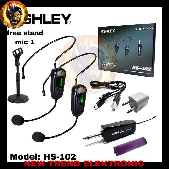 Mic Wireless Ashley HS-102 Original Mic Bando Ashley HS102 Microphone Headset