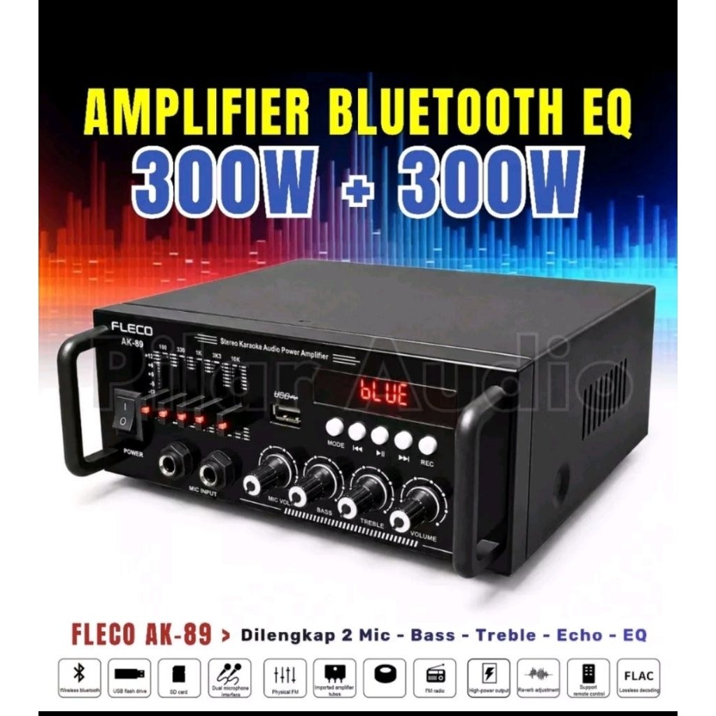 TERLARIS Amplifier Bluetooth Daya 600W Fleco AK-89/Amplifier Bluetooth Super Bass 600 Watt Fleco AK-