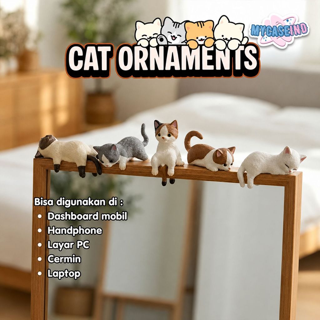 Ornamen Miniatur Multi Kucing | Hippers Hp | Dashboard | Dekorasi Hiasan PC Meja Belajar | Phone Hip
