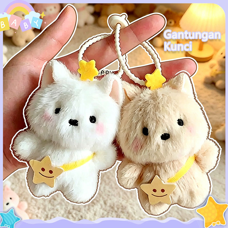 Gantungan Kunci Boneka Anjing Pom Pom Bulu Lembut Gantungan Tas Ransel Aksesoris Tas Wanita Hadiah K