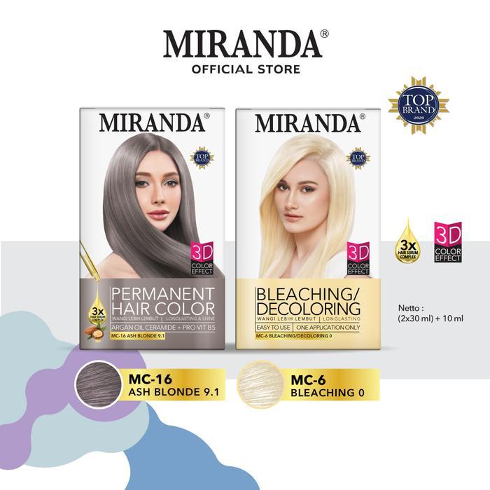 [2PCS] Miranda Paket Cat Rambut MC6 Bleaching + Hair Color Varian MC2 Blue | MC5 Pink | MC9 Brown | 