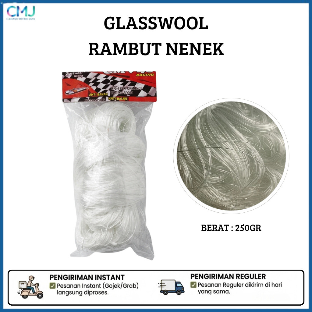 Glasswool Knalpot Racing Rambut Nenek Anti Bakar 250gr - GLASSWOOL GASBUL RAMBUT NENEK