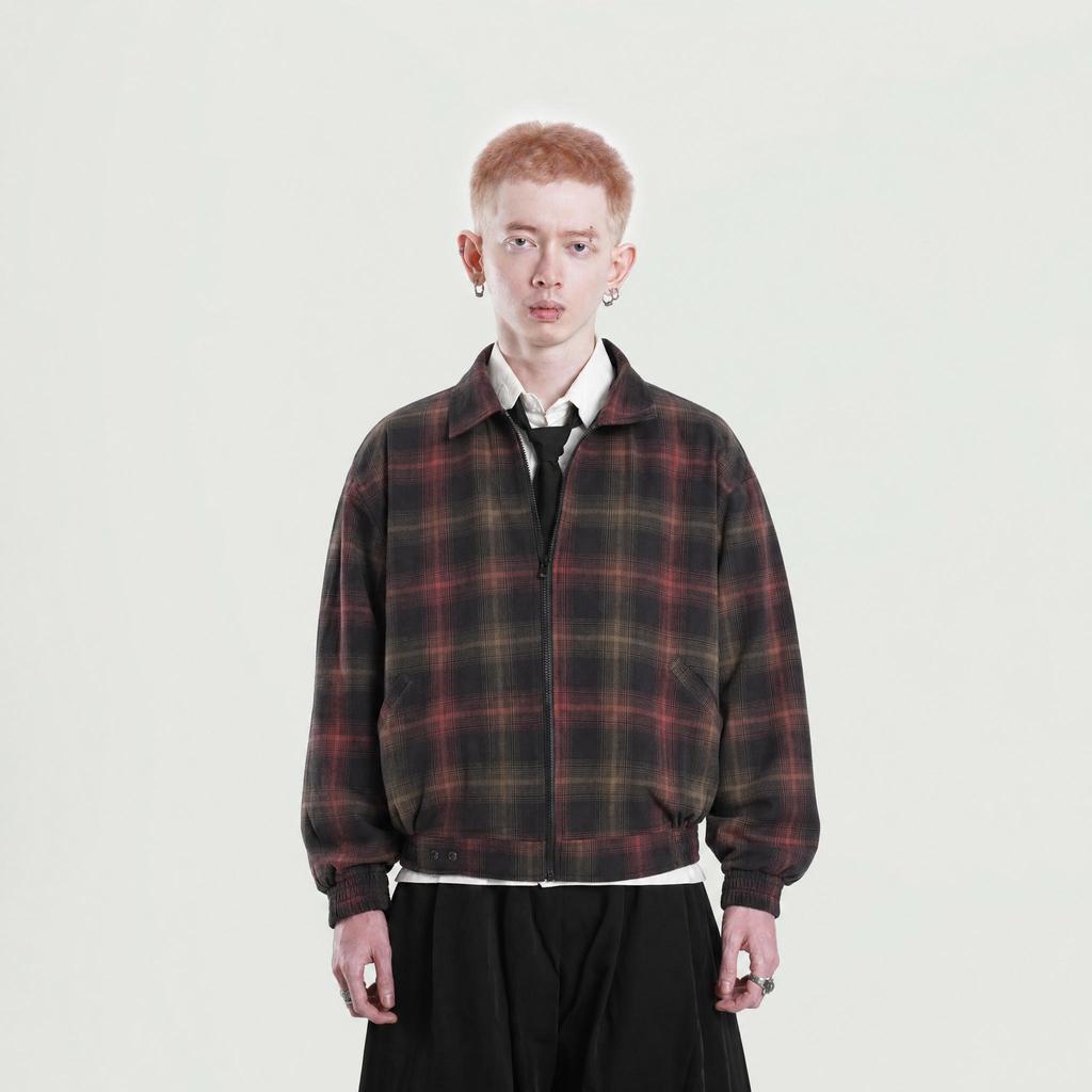 FAITH FADE - Flannel Reversible Work Jacket (Black - Red)