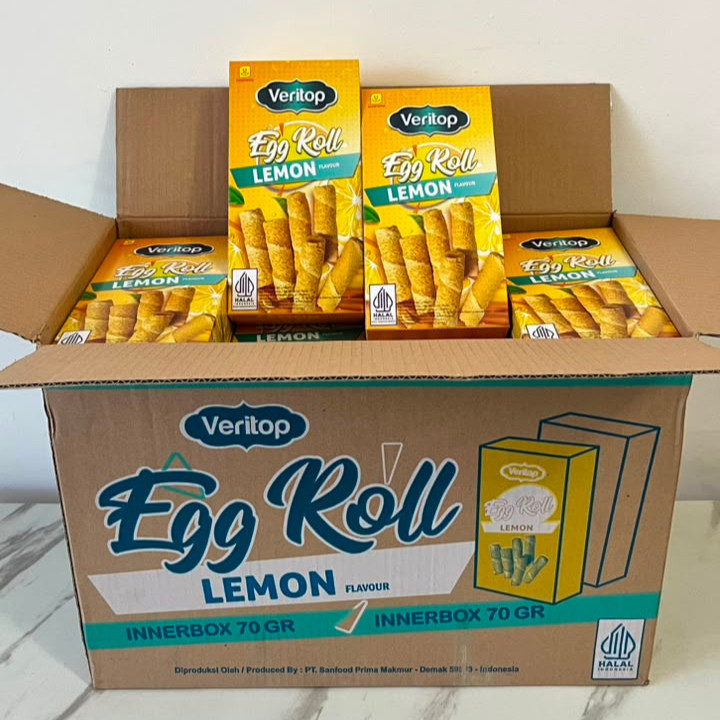 PER DUS 24BOX VERITOP EGGROLL LEMON / JAJAN HAJATAN /VERITOP INNERBOX 70GR