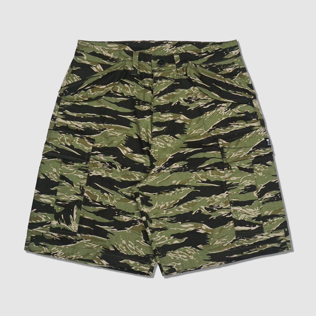 DETERMINED LOOSEFIT Cargo Shortpants TIGER CAMO OLIVE GREEN Celana Pendek Pria