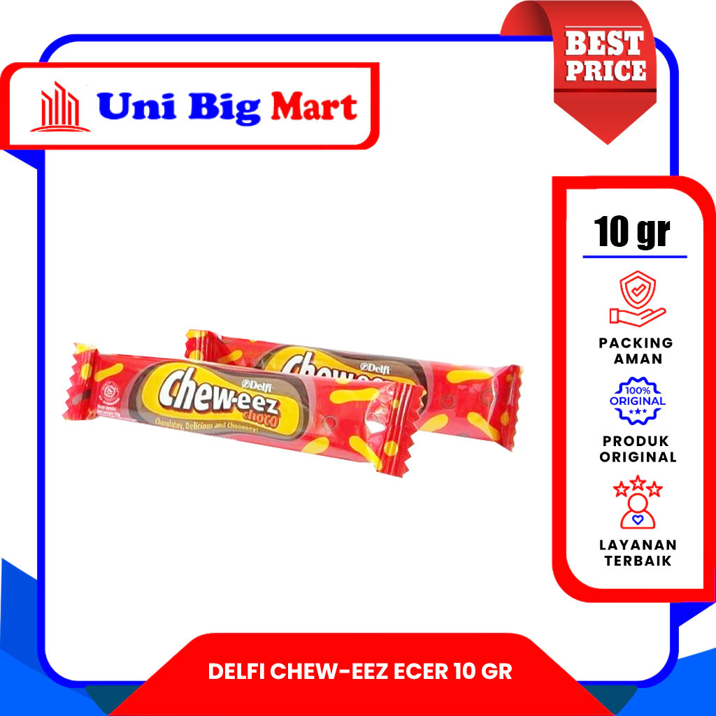DELFI CHEWEEZ CHEW-EZZ LONG CHOCO COKLAT COKELAT ECER - 10 gr