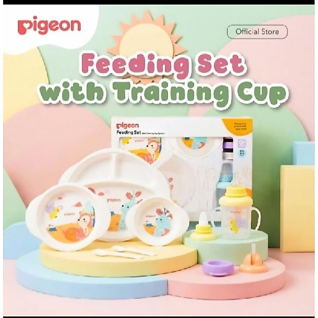 Pigeon Feeding Set With Training Cup / Perlengkapan Makan Bayi / Tempat Makan Bayi
