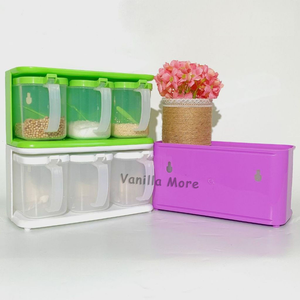 Free Sendok | TEMPAT BUMBU 3in1 Penyimpanan Bumbu Makanan Rak Dapur Set Plastik Tebal Alat Masak