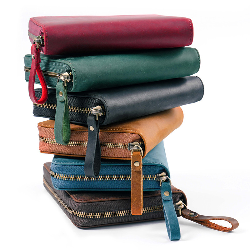 

A6 Notebook Book Cover Top Layer Cowhide Airtag Card Bag Zipper Bag Fixed Page Hand Booklet Cover Anti-lost Men Women Coin Purse