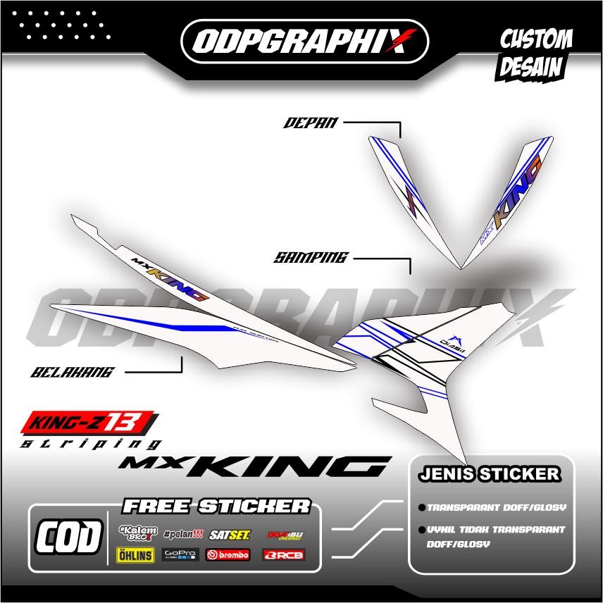 Striping MX KING 150 Thailand Style -Sticker Transparan Maxdecal Motif Warna Hijau Biru Putih UV Pre