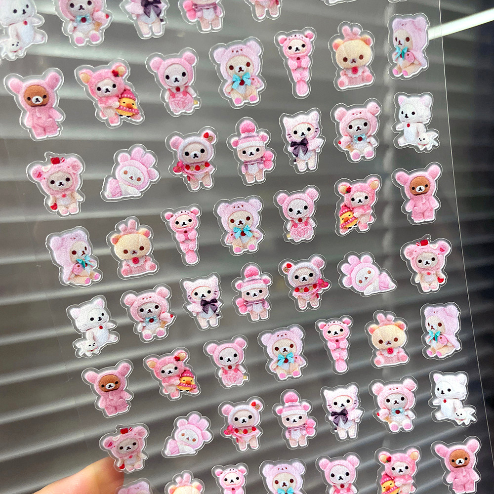 

Kawaii Rilakkuma DIY PVC Adhesive Stickers Nail Art Decor Pink Series Scrapbook Handbook Waterproof Sticker Toy Gifts