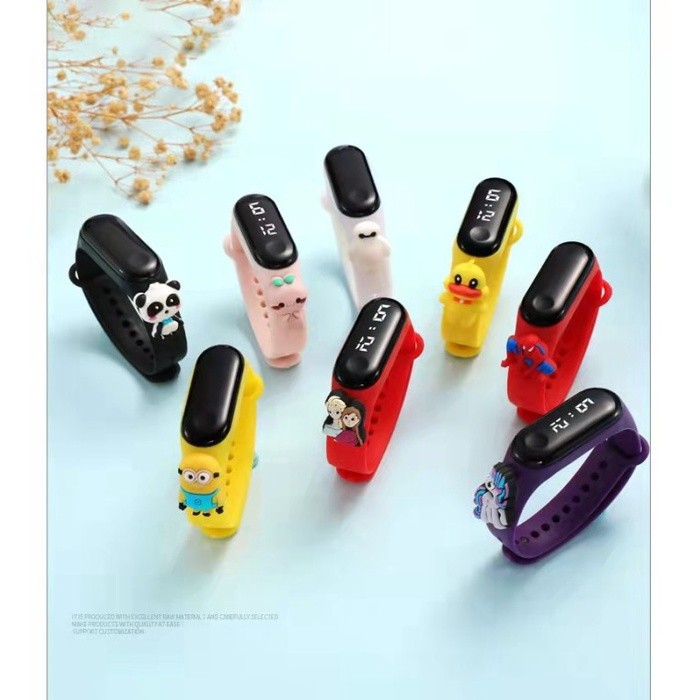 Jam Tangan LED Karakter Silikon Layar Sentuh Anti AIr