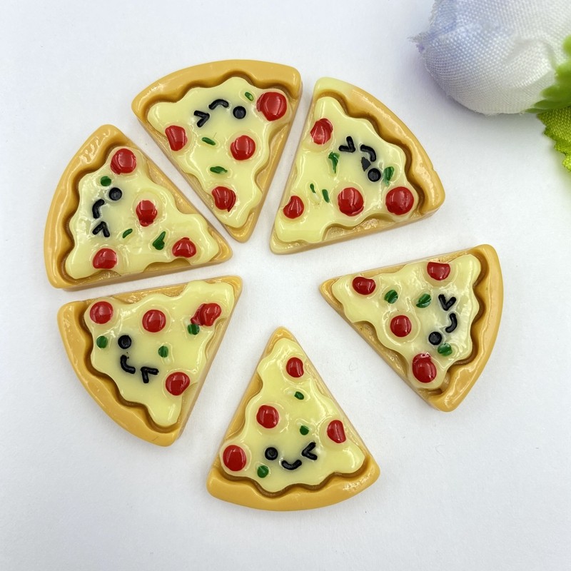 

10pcs Hand-painted resin imitation Mini Pizza Flat back Miniature pattern applique Y Wedng scrapbook craft