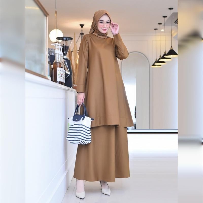 SETELAN ROK TUNIK PNS WANITA TERLARISBAJU KURUNG SERAGAM KHEKI PEMDA PDH GURU ASN CPNS Atasan Panjan