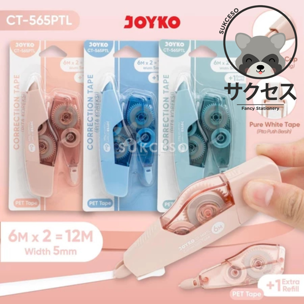 

Joyko Pita Koreksi Correction Tape Warna Pastel | Tip Ex Kertas Pita Roll CT-565PTL Extra Refill