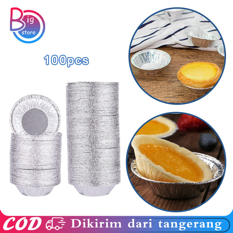 100pcs Cetakan Kue Tart Pie Susu Mini Loyang Aluminium Foil Pie Mini Egg Tart Disposable Cetakan Pie