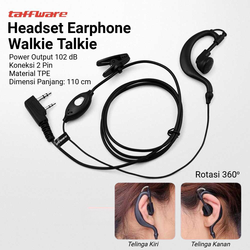 Taffware Headset HT Earphone FBI Walkie Talkie 2 Pin 102dB BAOFENG BF 888S UV-5R UV3R UV-5RE UV-6R U