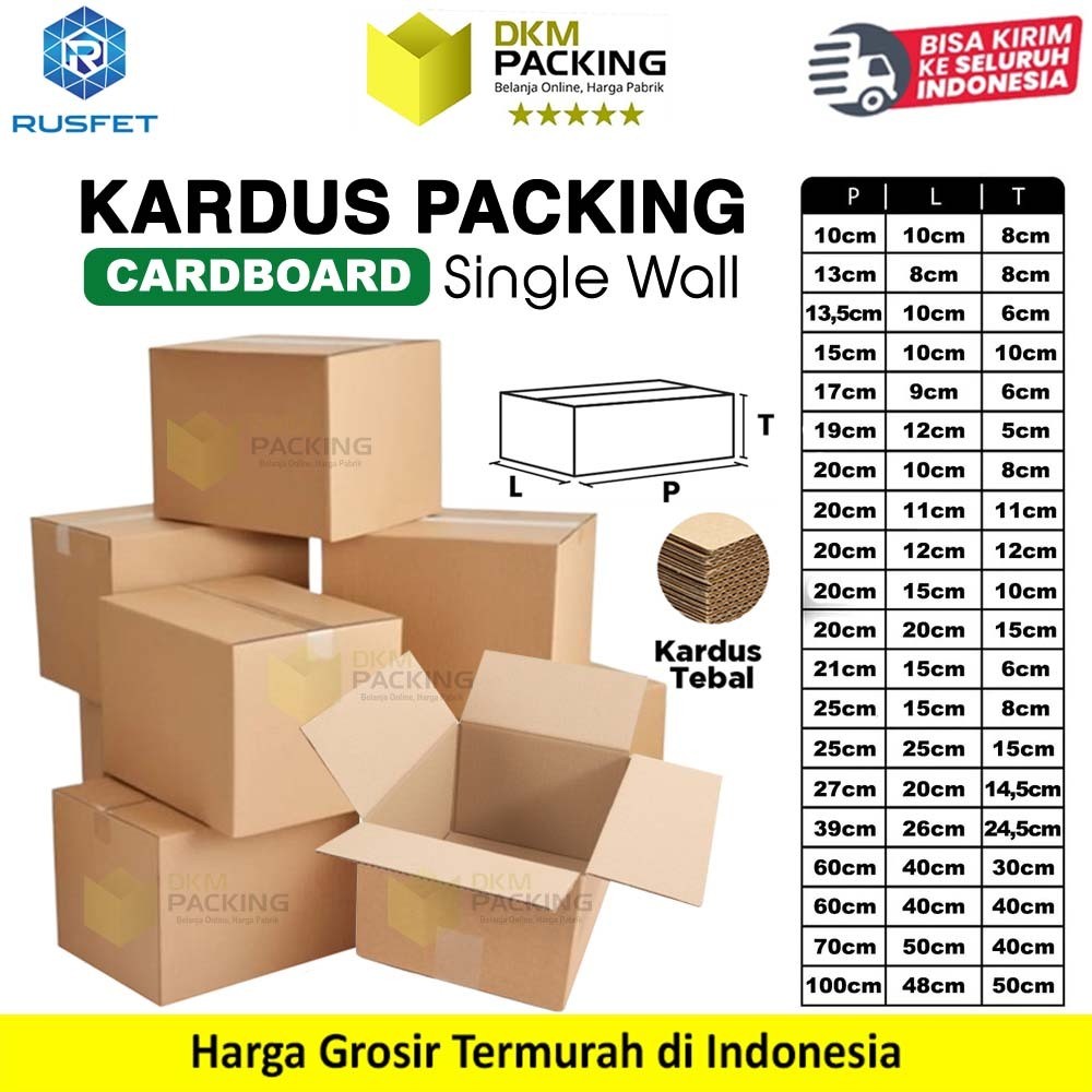 

KARDUS PACKING Single Wall Cardboard Karton Carton Box Dus Kotak Packaging Polos Tebal RUSFET