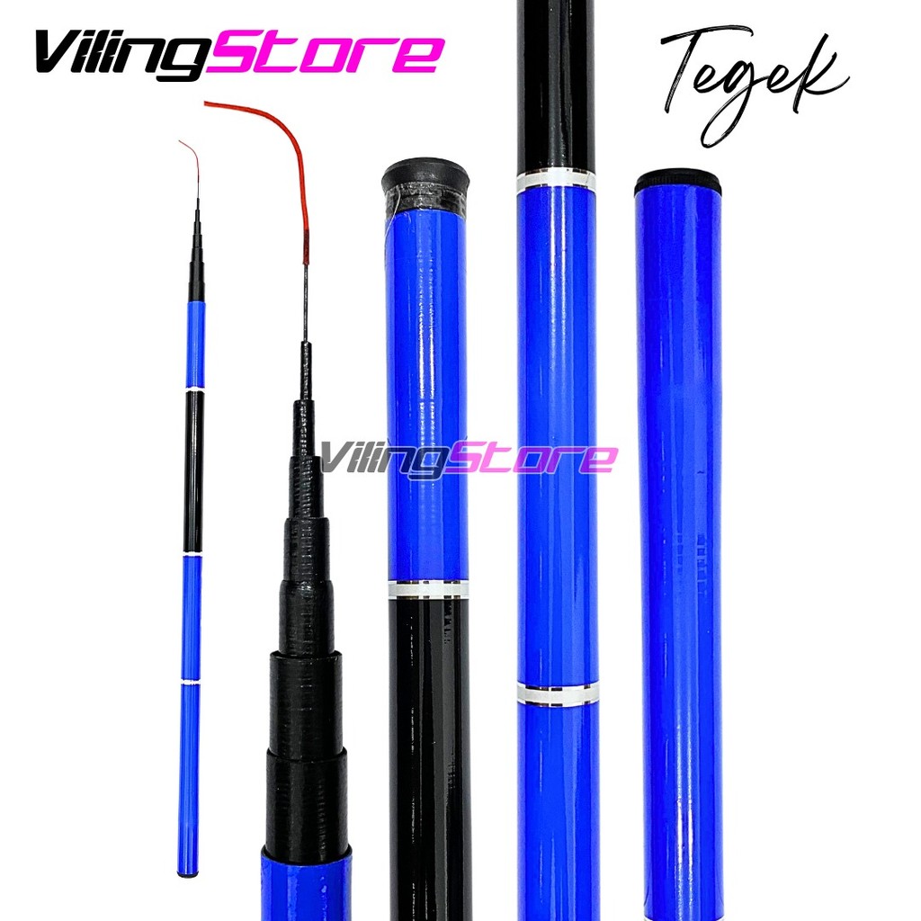 Joran Pancing Tegek Serat Kaca Portable Joran Pancing Action Lentur dan Kuat Fleksibel Tahan Lama