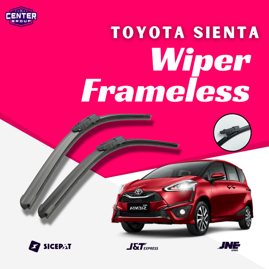 Wiper Mobil Frameless 2 PCS Toyota Sienta Wiper Depan Model Frameless Full Karet Tanpa Rangka Besi S
