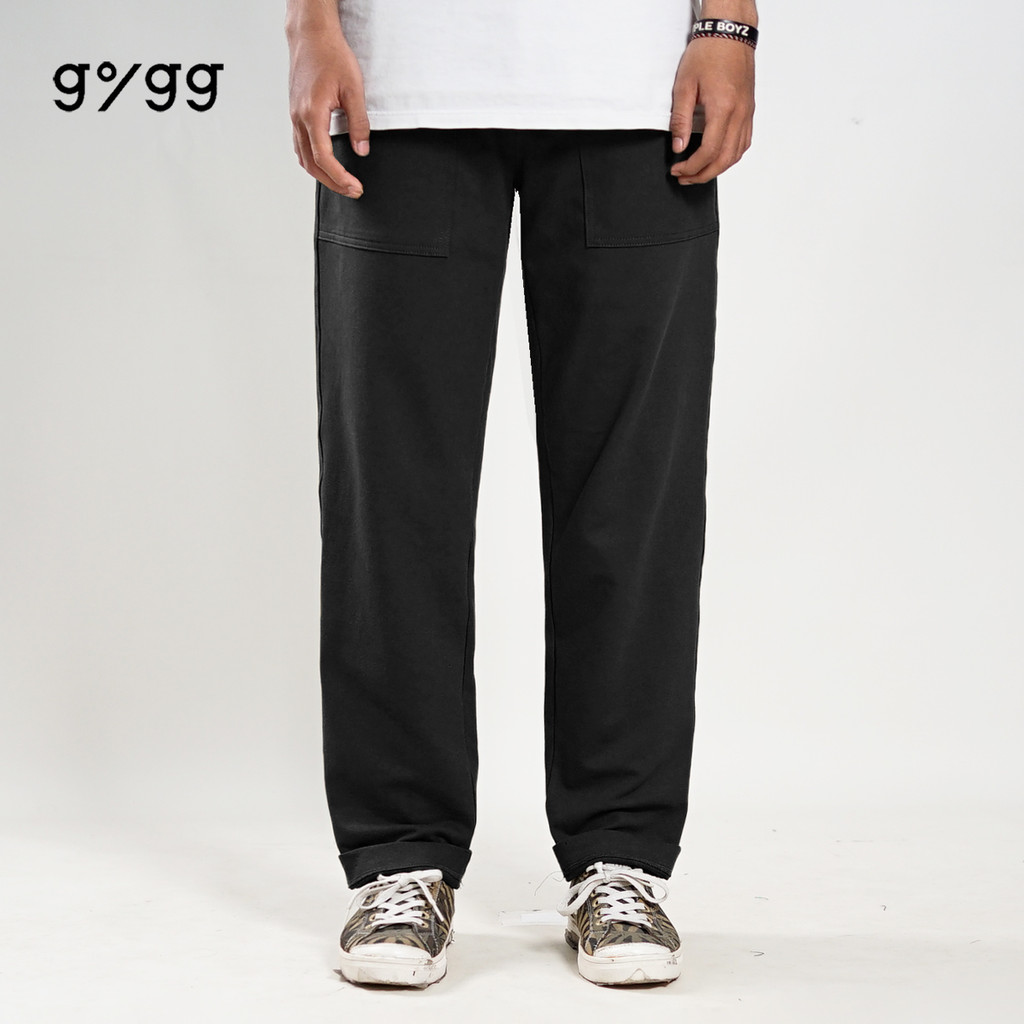 Gigg - Toliara - Celana Panjang Cotton Hitam - Celana Drawstring Loose Fit Katun - Pants Black