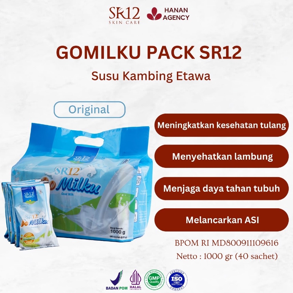

GoMilku SR12 - Susu Kambing Etawa Kemasan Bag Isi 4O Sachet - Gomilku Pack - Tanpa Gula & Krimer
