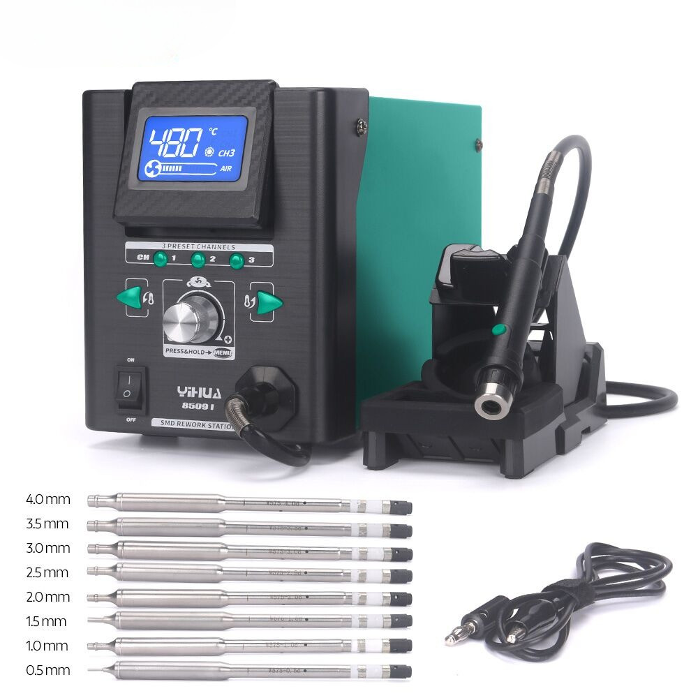 YIHUA 8509-I Micro Hot Air Gun Soldering Station with 0.5/3.5/3/2.5/2 mm Nozzle Temperture Adjustabl