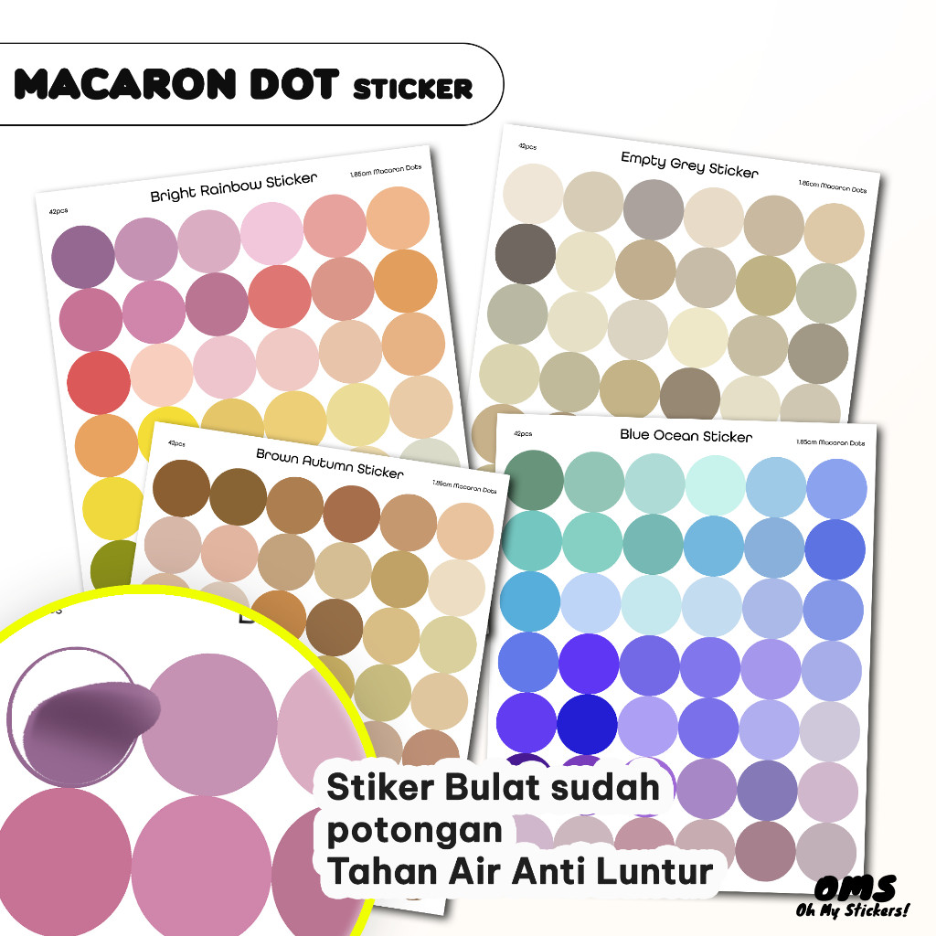 

Stiker MACARON DOT Sticker Planner | Stiker Bulat Warna | Stiker Jurnal Bulat Aesthetic