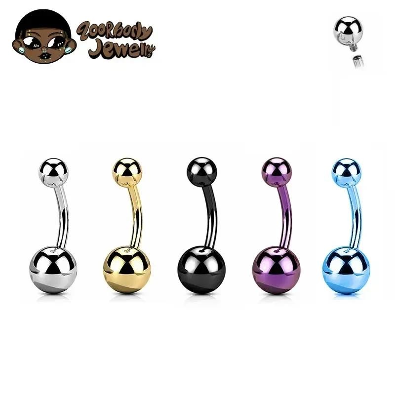 F136 Titanium Pierced Navel Ring Classic Gothic Waist Bead 14G 14mm Internal Thread Belly Piercing A