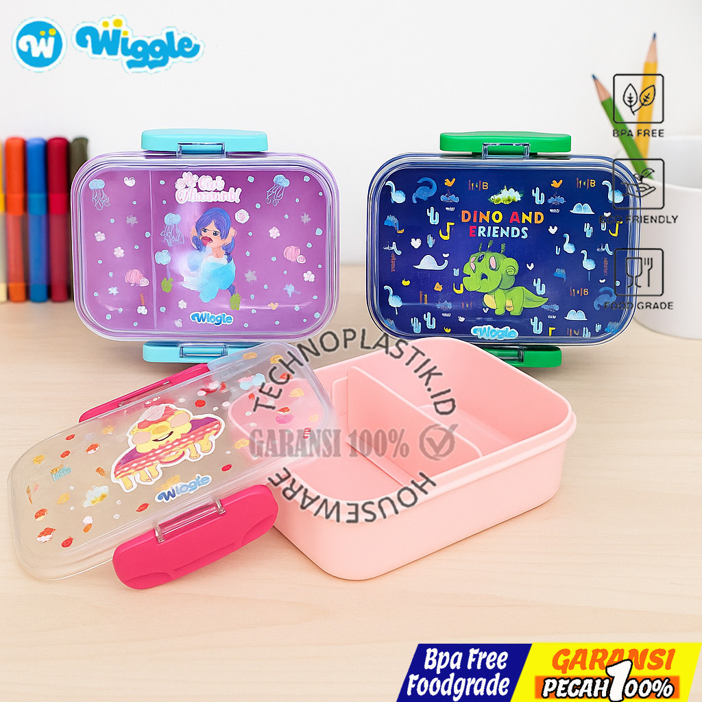 WIGGLE Lunch Box Set Kotak Makan Anak Sekolah 750Ml Kotak Bekal | Tempat Makan