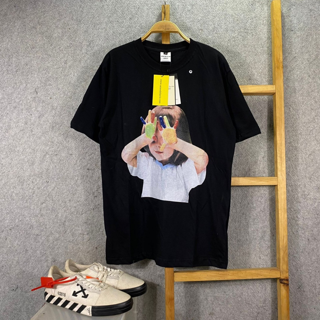 TSHIRT A_D_LV BABY FACE FREE TOTEBAG / BLACK & WHITE TEE / KAOS MIRROR 1:1