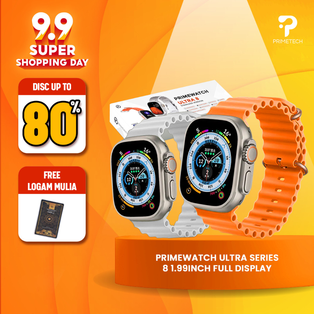 Smartwatch ULTRA PrimeWatch Series 8 Ultra Jam Tangan Premium Quality Bisa Custom Foto ULTRA