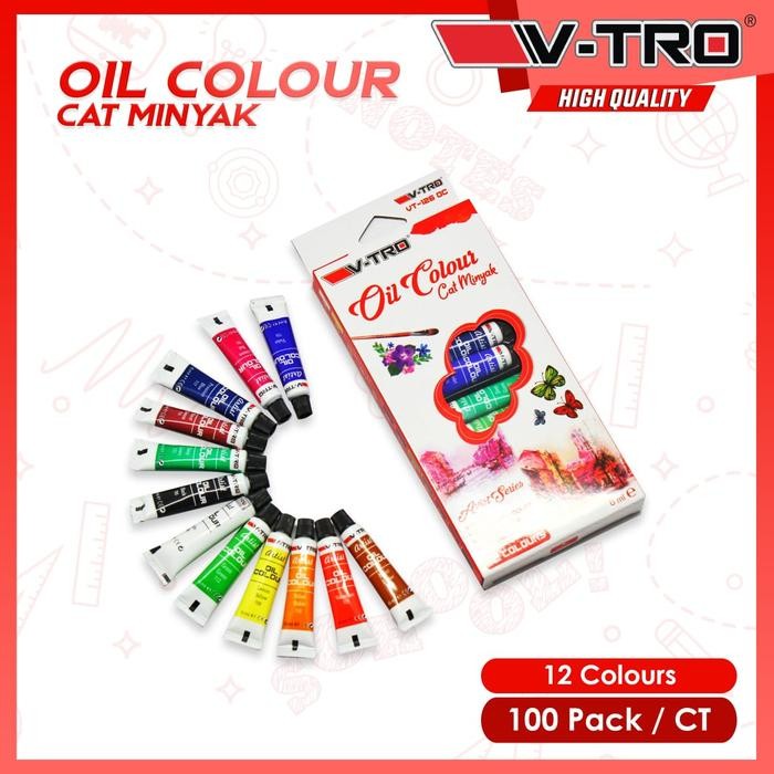 

OIL COLOUR / CAT MiNYAK V TRO 12 WARNA 6 ml / Alat melukis cat minyak by Fajar SA