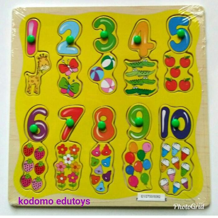 ULIUM Puzzle Kayu Angka 1 - 10, Mainan Kayu Edukatif Anak TK PAUD