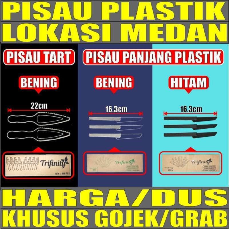 Trifinity Pisau Kue Tart Cake Ulang Tahun Martabak Bolu / Pisau Plastik Panjang Hitam Bening Murah P