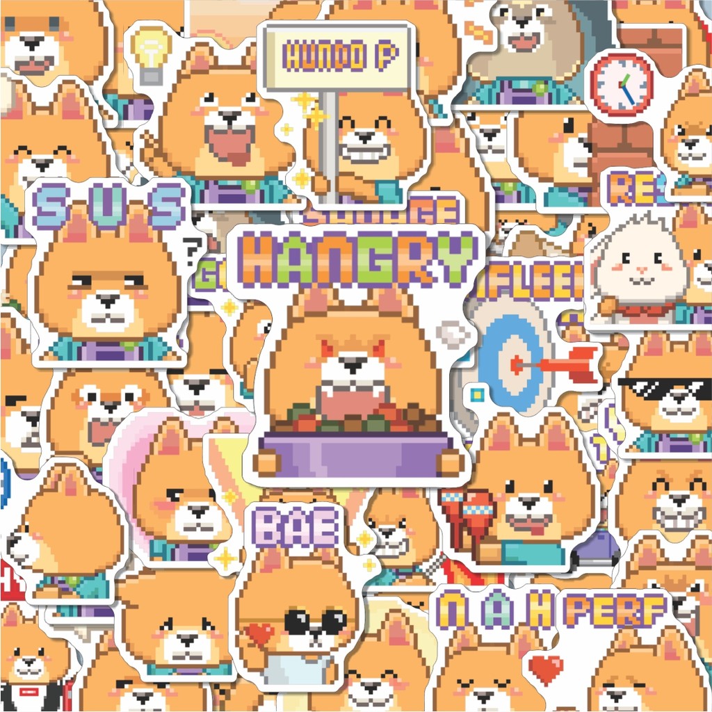 

100PCS Lucu Stiker Borky Shiba Dog 8Bit Stiker Aesthetic Stiker Anti Air Stikers Berperekat Waterproof sticker decal buat Motor Helm Buku Journal Koper Casing HP Laptop Botol Minum Hadiah anak