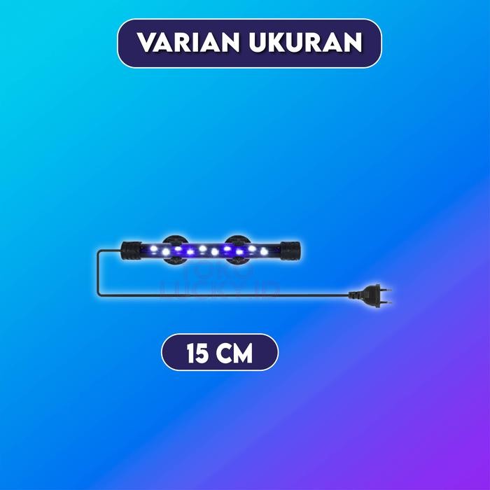 [TERLARIS] Lampu Aquarium LED Celup 15cm 35cm 55cm Akuarium Aquascape Ikan Hias - 15 cm, Putih[TERLA