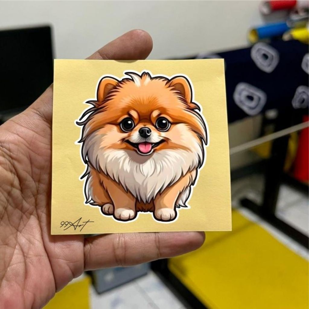 Stiker dog lucu, stiker anjing hologram dan stiker reflektive nyala, hp, motor
