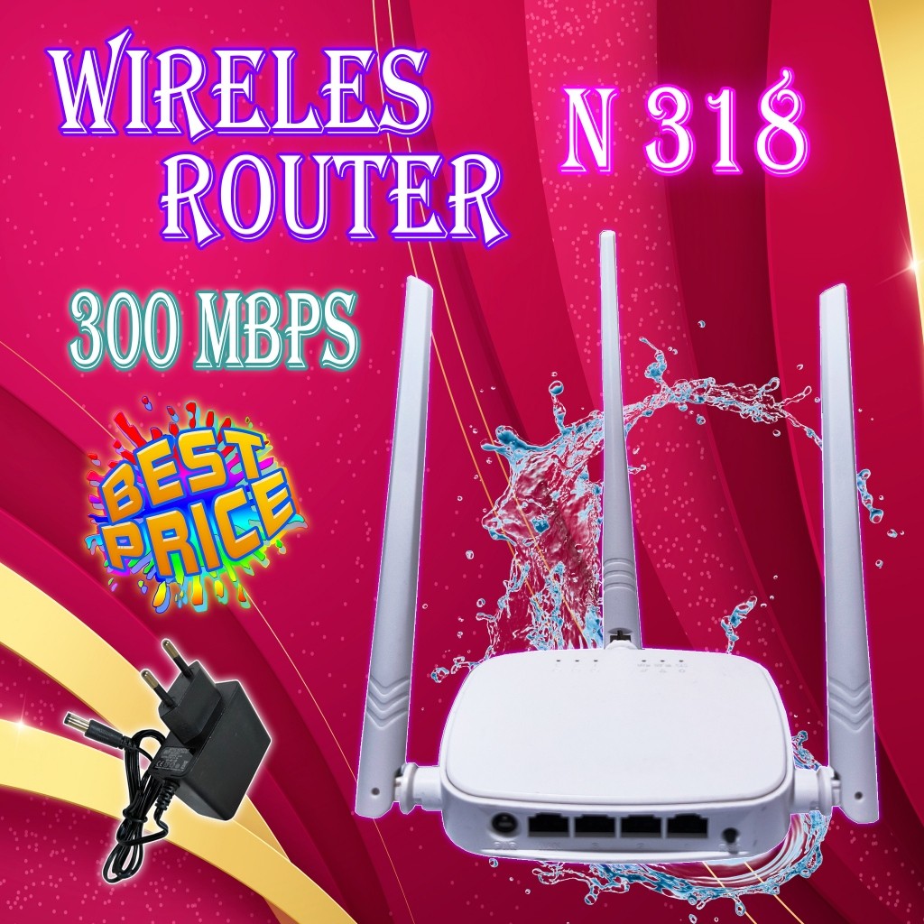 Obrall Murah  Router Tenda N318 300Mbps Antena 3 Includ Adaptor (Kiaxio)