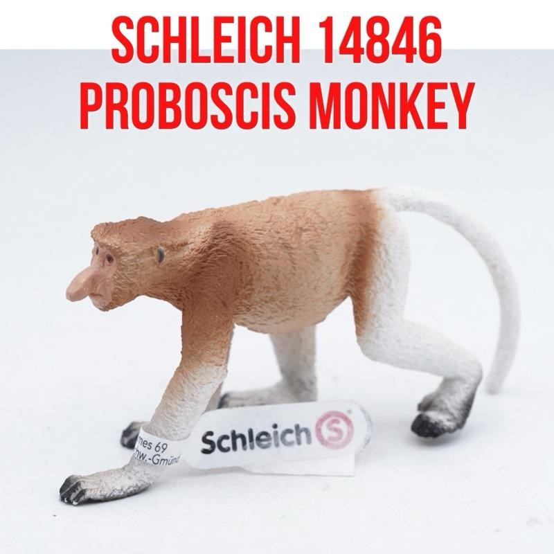 Schleich 14846 Proboscis Monkey Monyet Bekantan  Nasalis larvatus Mainan Figure Binatang Miniature H