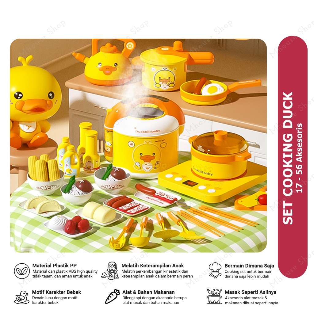 SET COOKING DUCK / MAINAN MASAK MASAKAN / MAINAN PRETEND PLAY KOKI CHEF CHEFF / SET MAINAN PERAN KOK