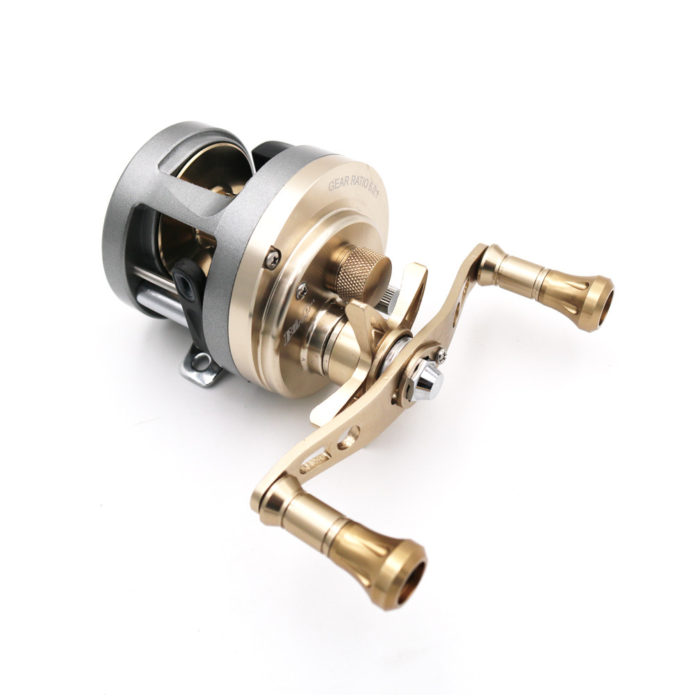 Full Metal 10BB Ball Bearings Right Hand Drum Wheel Boat Sea Fishing Reel Horizontal Golden Wolf JH2