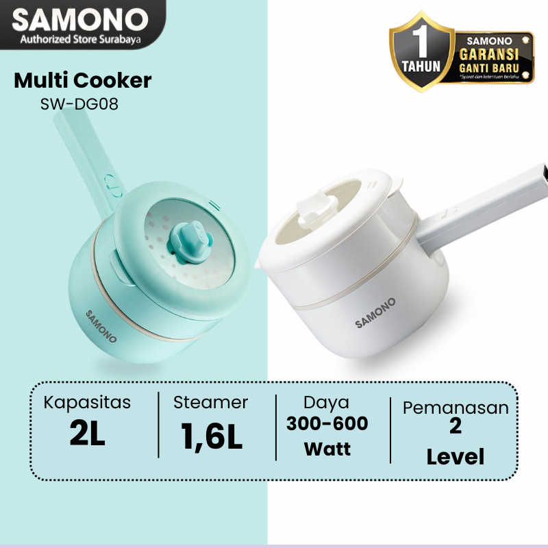 SAMONO Panci Listrik 2L+Pengukukus 300Watt  ⠀⠀⠀⠀⠀⠀⠀⠀⠀⠀⠀⠀⠀⠀⠀⠀⠀⠀⠀⠀Electric Hotpot Steamer Panci Anak K