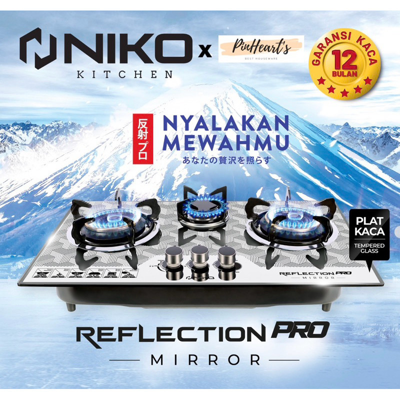 KOMPOR TANAM / KOMPOR KACA TEMPERED GLASS NIKO / KOMPOR TANAM NIKO 3 TUNGKU & 2 TUNGKU | KOMPOR NIKO