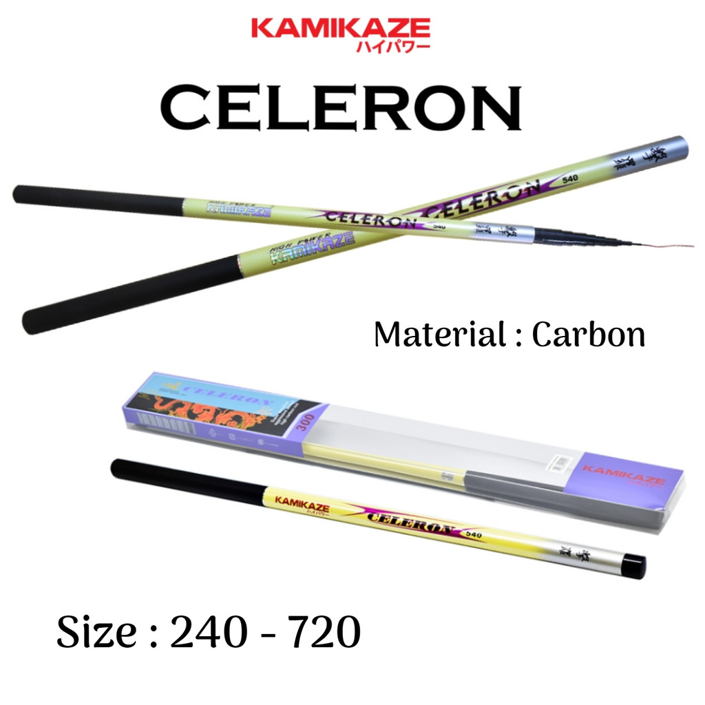 Kamikaze Celeron 360 Joran Tegek Ruas Panjang High Carbon Rod Action Medium Hard Tongkat Tangkai Pan