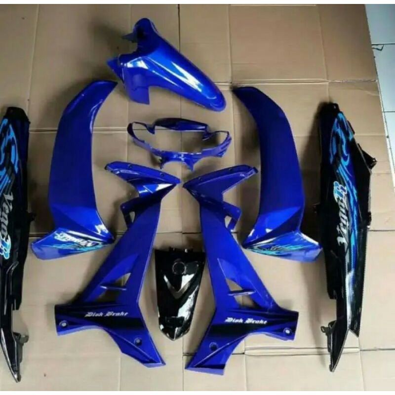 Paket cover dek bodi body full set halus YAMAHA VEGA R NEW plus sticker warna hitam biru Kualitas te