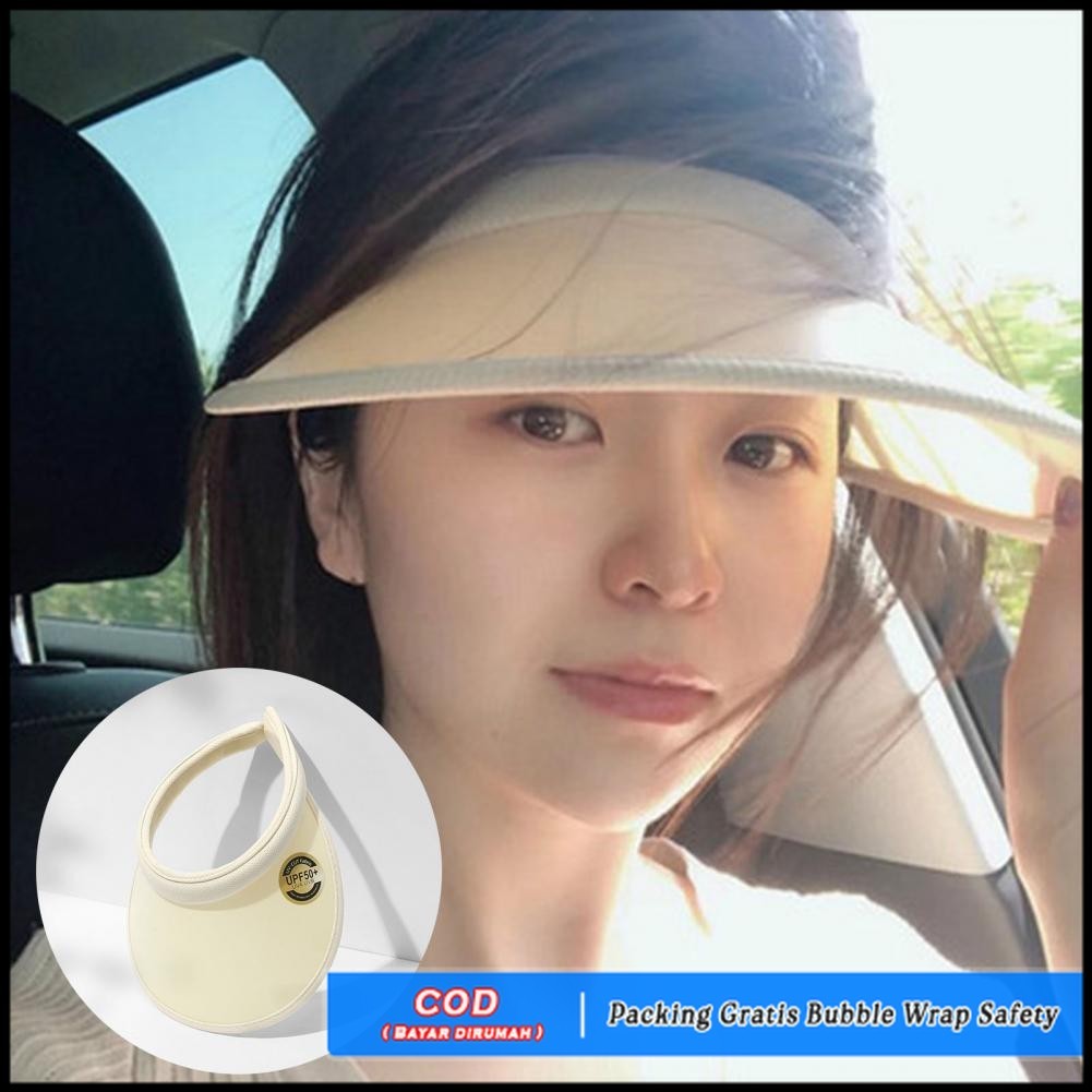 SANWOOD Topi Pantai Anti UV Wanita Sun Visor Hat PVC Breathable S 48-58cm - SAN-21