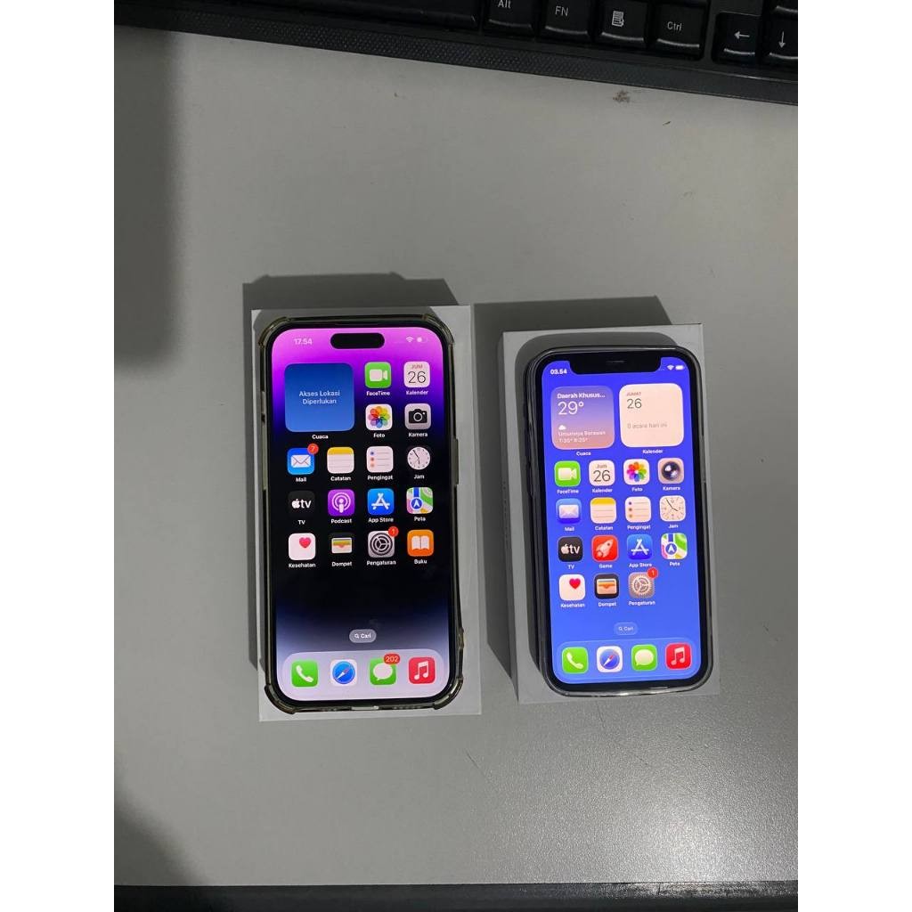 iphone second 14 pro & 12 mini bea cukai original normal minus mulus like new sinyal permanent
