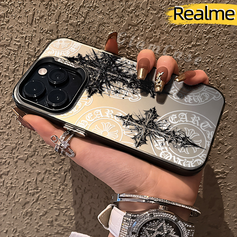 Kekinian cross Glossy Hologram PC Case Realme C53 C51 C15 C2 Note-50 C11-2021 C55 5i Matte Gradasi C